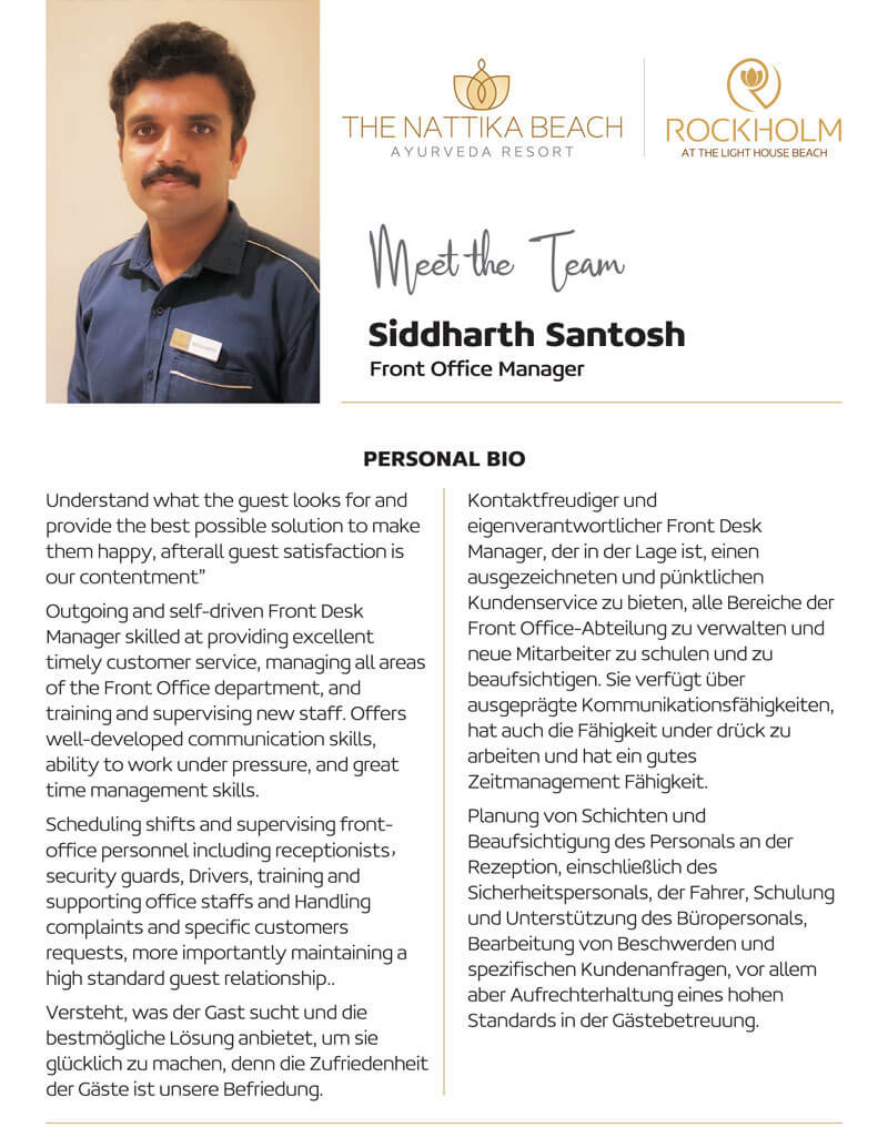 Meet The Team Siddharth Santosh